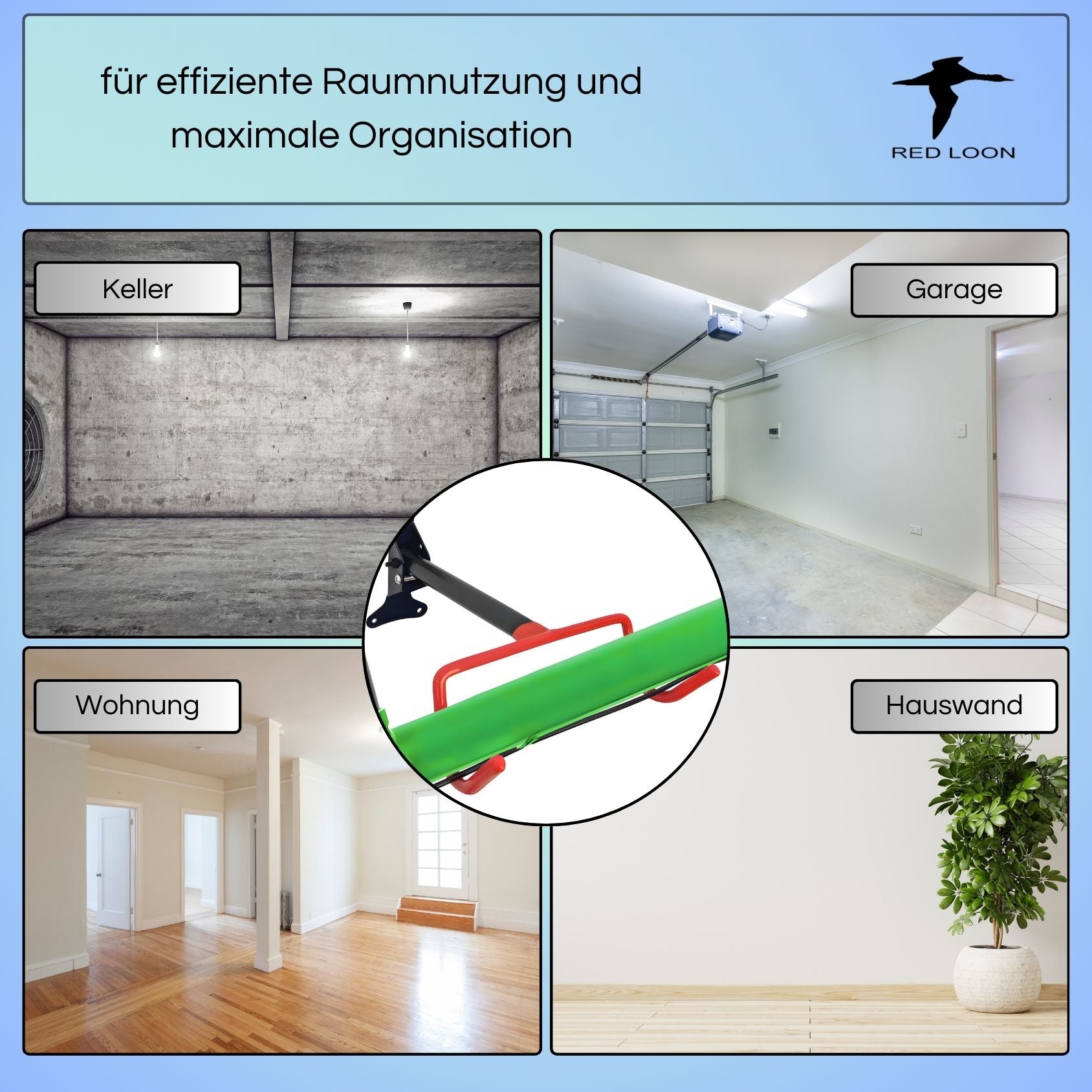 Red Loon Fahrrad Wandhalterung - klappbare Fahrradhalter - 25kg Tragfähigkeit - Fahrrad Aufhängung Wand - Fahrradhalterung Wand für Garage Keller - für MTB Rennrad eBike