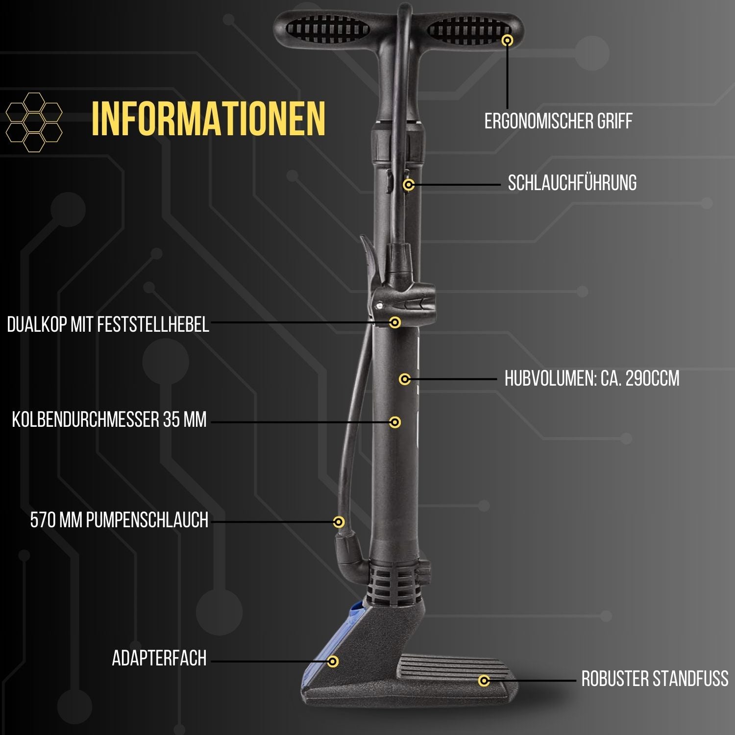 Beto Luftpumpe | alle Ventile - Dunlop, Französisches, Auto Ventil | Standpumpe 11 bar/160 psi | by Red Loon