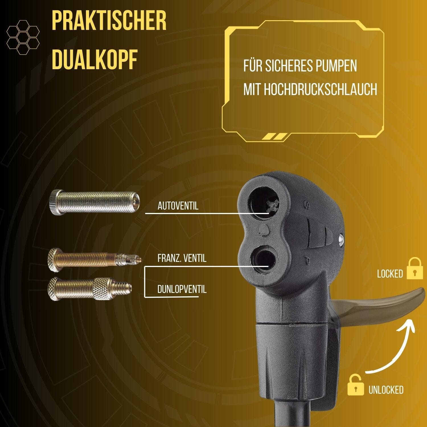 Beto - Stand-Fahrradpumpe Standpumpe - Luftpumpe Fahrrad - Fahrradpumpe mit Manometer - alle Ventile - Französisches Ventil - Fahrrad Luftpumpe Standpumpe - 11 bar/160 psi | by Red Loon