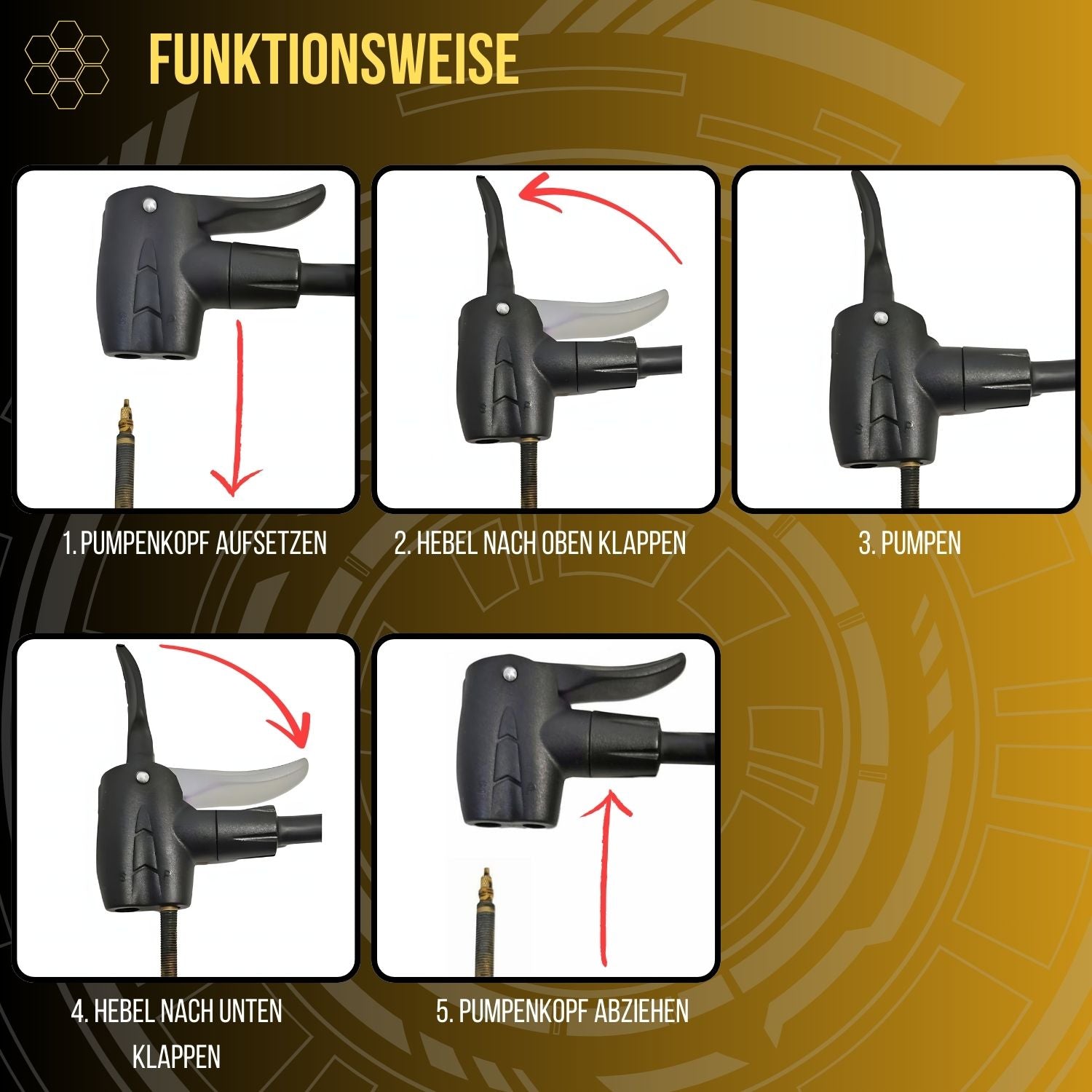Beto - Stand-Fahrradpumpe Standpumpe - Luftpumpe Fahrrad - Fahrradpumpe mit Manometer - alle Ventile - Französisches Ventil - Fahrrad Luftpumpe Standpumpe - 11 bar/160 psi | by Red Loon