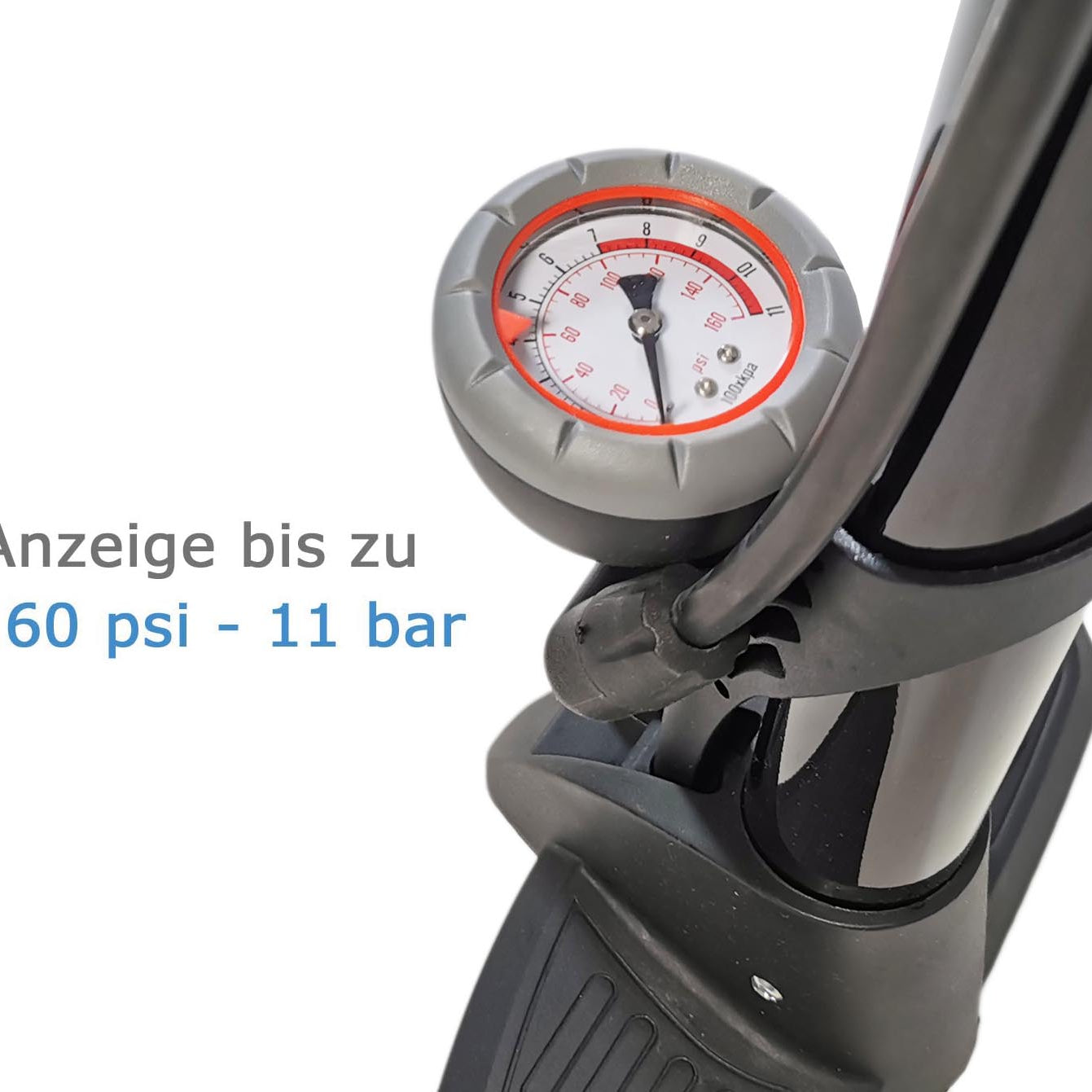 Luftpumpe Metall Fahrradpumpe 11 bar Standpumpe Manometer Auto- Dunlop Sclaverantventil