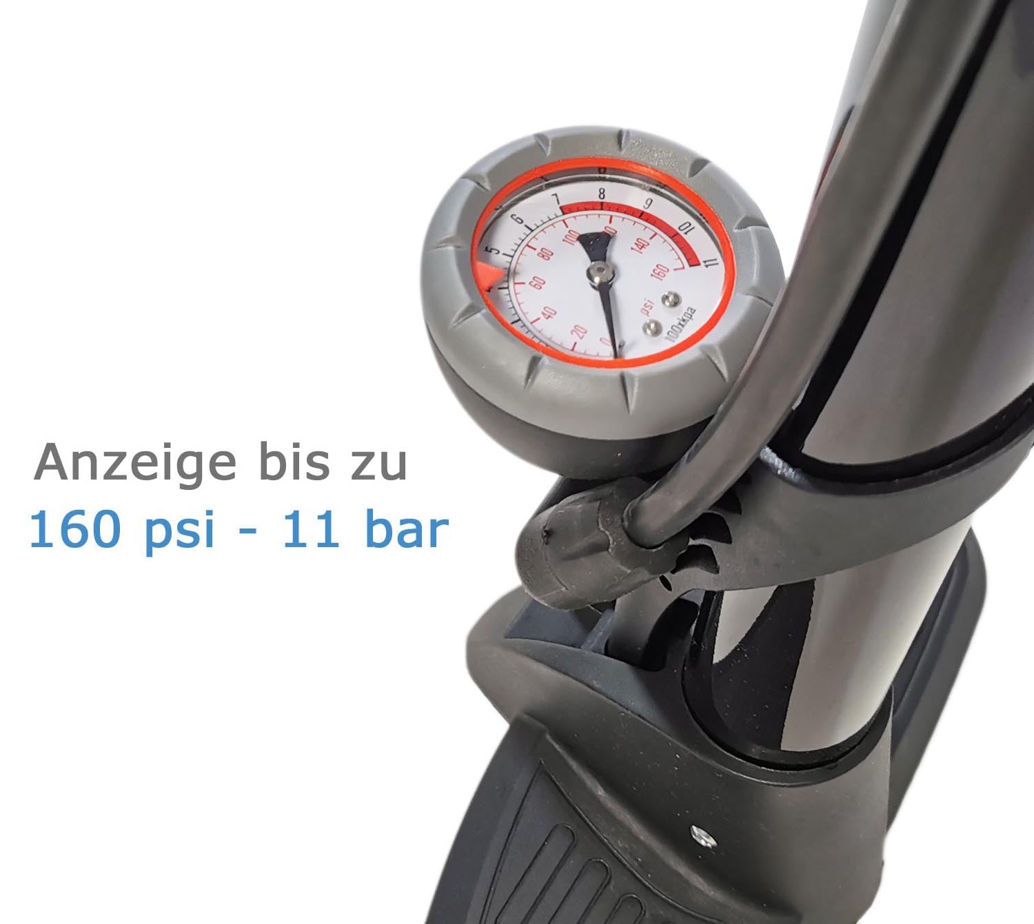 Luftpumpe Metall Fahrradpumpe 11 bar Standpumpe Manometer Auto- Dunlop Sclaverantventil