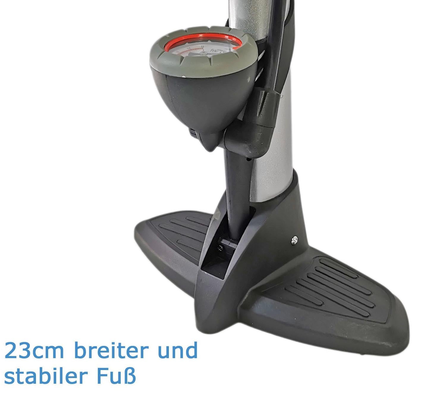 Luftpumpe Metall Fahrradpumpe 11 bar Standpumpe Manometer Auto- Dunlop Sclaverantventil