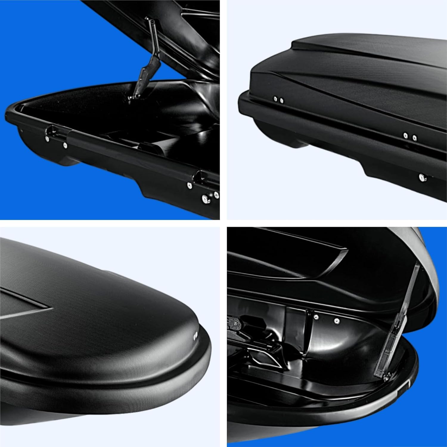 Dachbox VDPJUXT500 500Ltr abschließbar schwarz + Alu Dachträger RB003 kompatibel mit für Volvo XC90 (5Türer) ab 2015