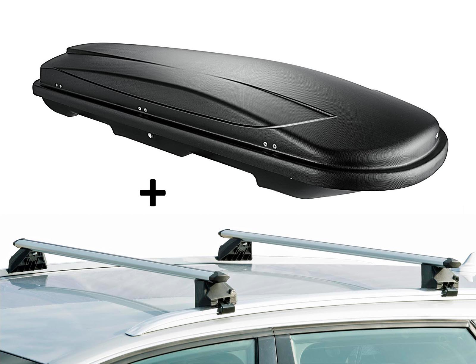 VDP Skibox VDPJUXT600 + Alu Relingträger VDPCRV107A kompatibel mit für Mercedes C-Klasse Kombi IV 5 Türer ab 2015