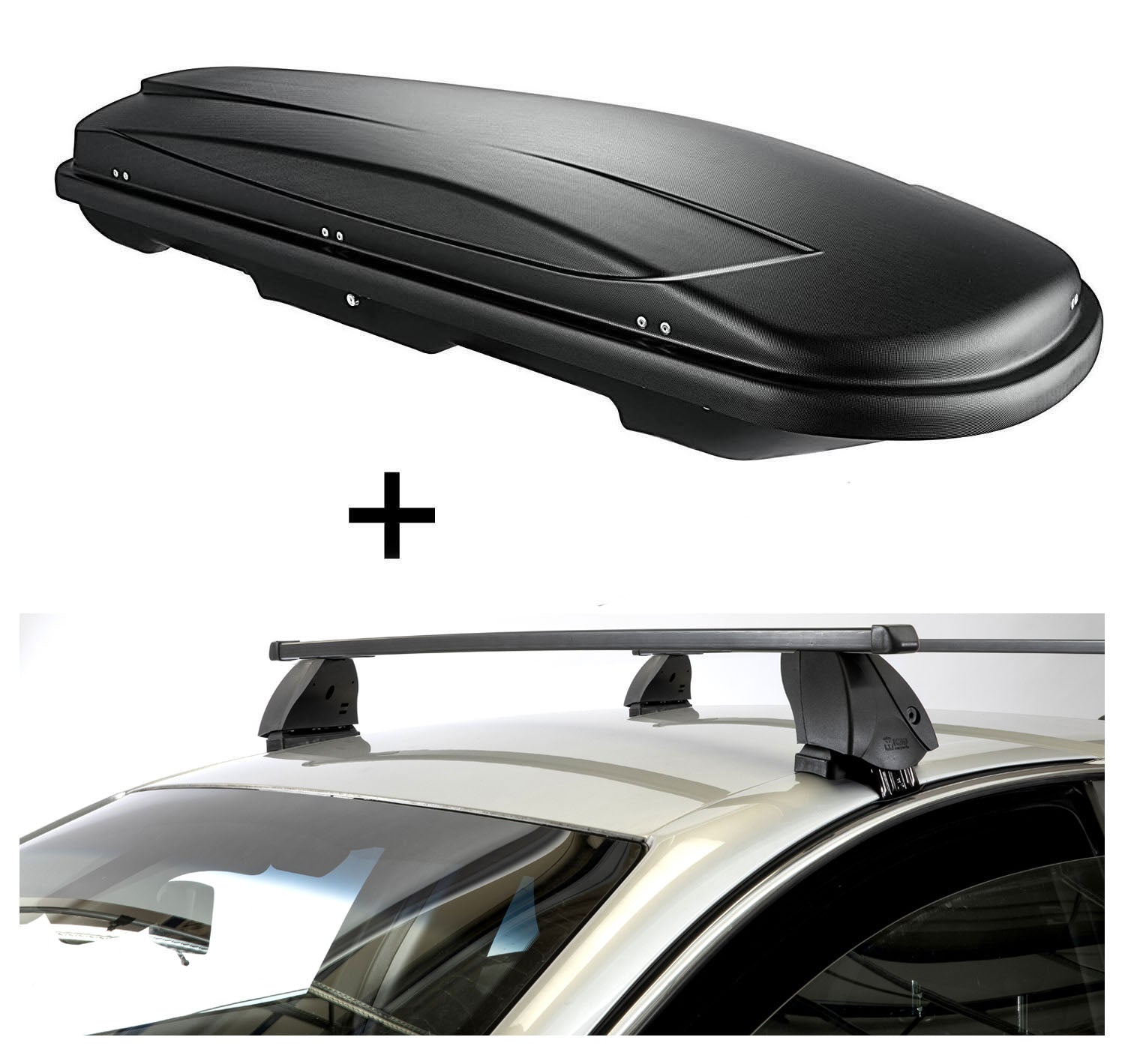 Dachbox VDPJUXT600 600 Liter abschließbar + Dachträger K1 MEDIUM kompatibel mit für Toyota C-HR (5Türer) ab 16