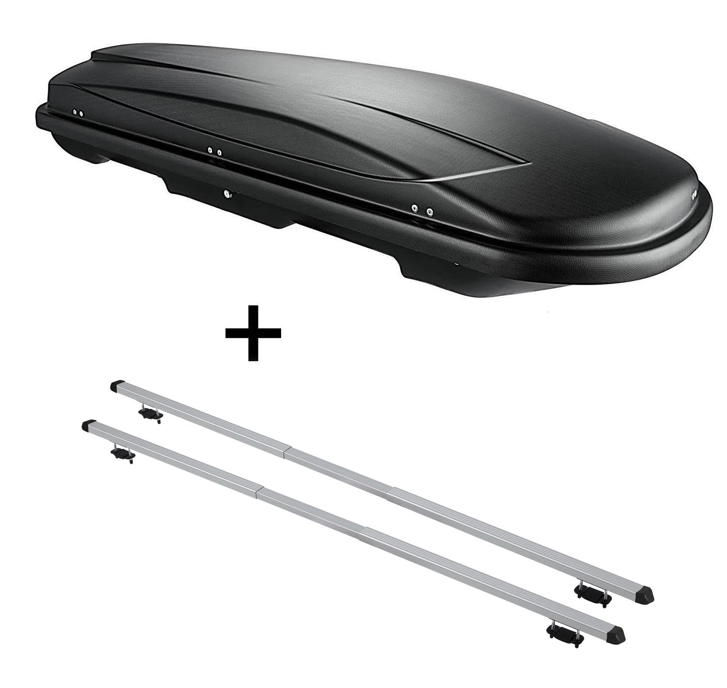 Dachbox VDPJUXT600 600Ltr abschließbar + Dachträger RAPID kompatibel mit für VW Golf VII (5G) Variant (5Türer) ab 13