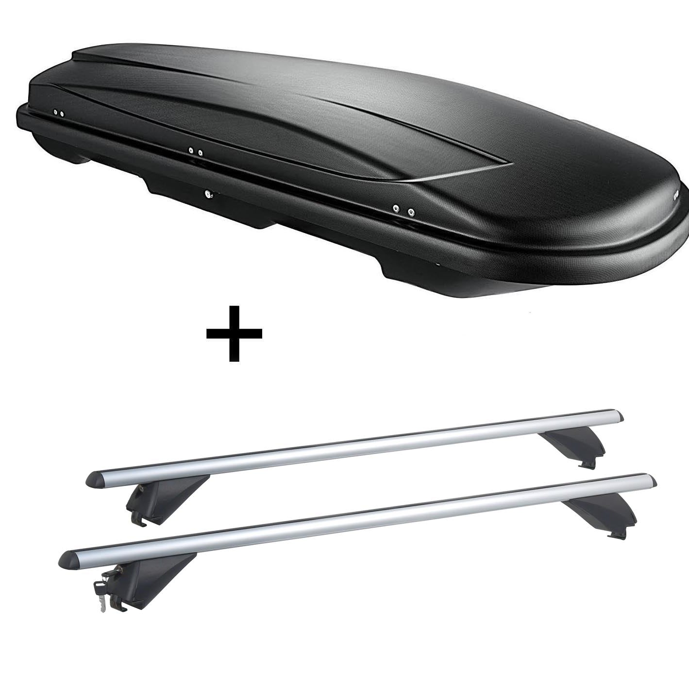 VDP Dachbox VDPJUXT600 600Ltr abschließbar + Alu Dachträger RB003 kompatibel mit für Opel Insignia Kombi (5Türer) 2009-2017