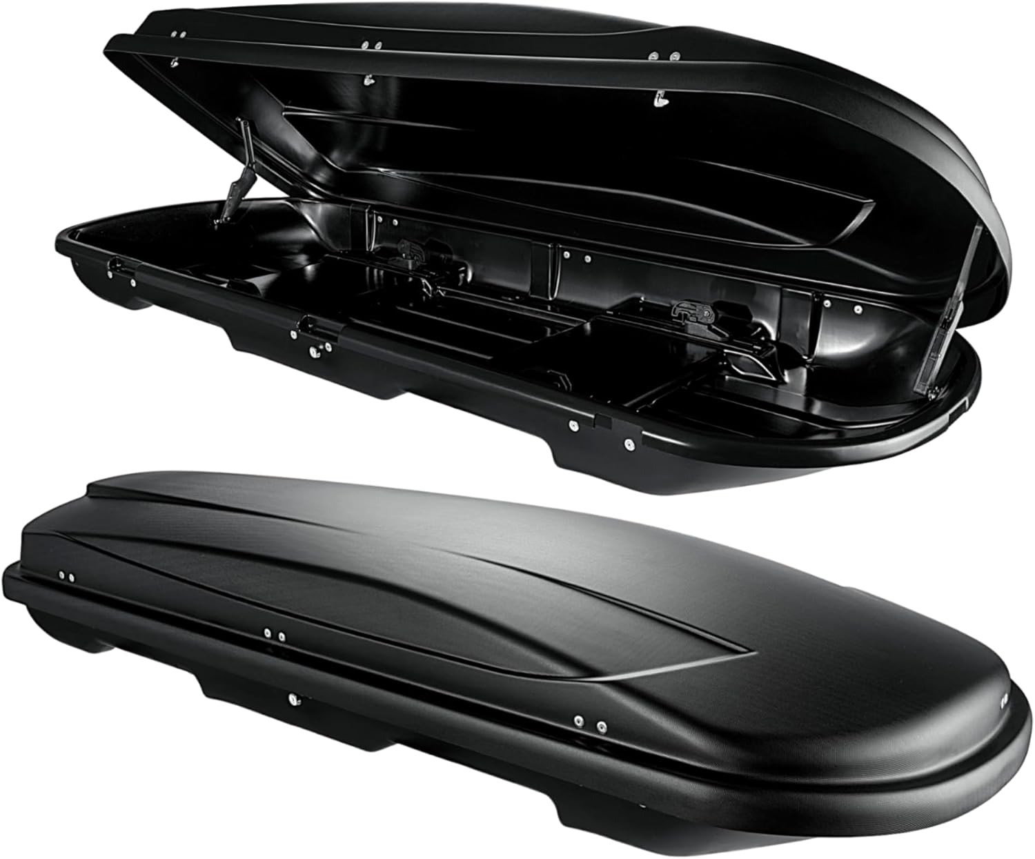 Dachbox VDPJUXT600 600Ltr abschließbar  + Alu Relingträger VDP004XL kompatibel mit für VW Tiguan II ab 16
