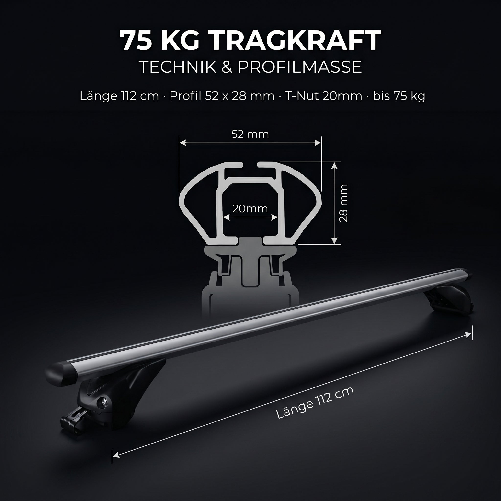 Dachbox VDPCA480 480Ltr carbonlook + Dachträger/Relingträger VDP KING1 kompatibel mit für Jeep Compass II (5 Türer) ab 17