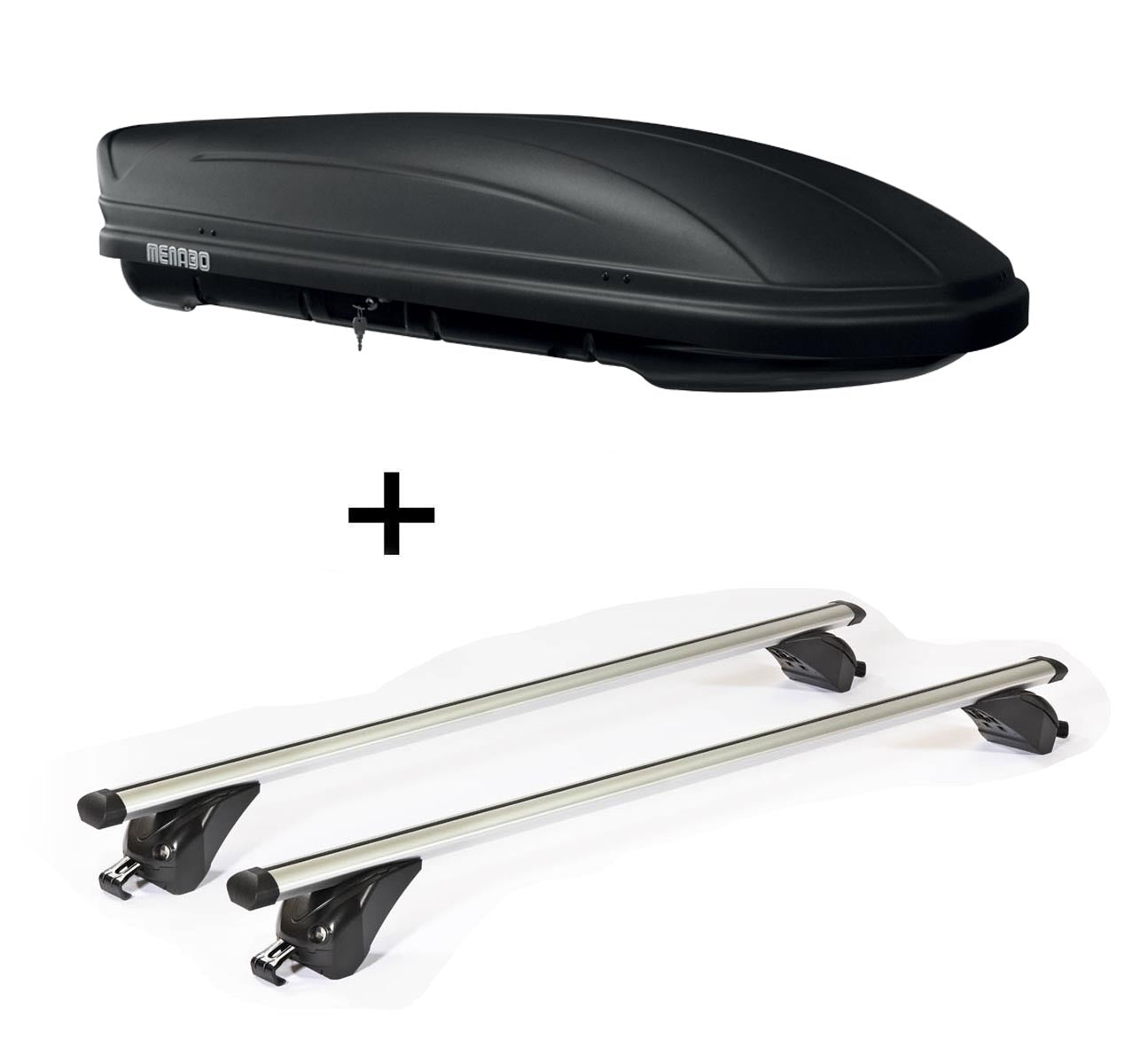 Dachbox MAA 400 Liter matt + Dachträger KING1 112 cm kompatibel mit für Hyundai Tucson (TL) (5 Türer) ab 15