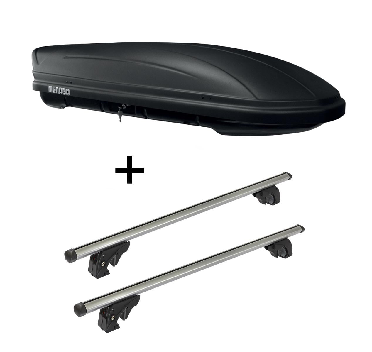 Dachbox MAA 400 Liter matt + Dachträger VDPLION2 kompatibel mit für VW Touran II (5T) (5 Türer) ab 15