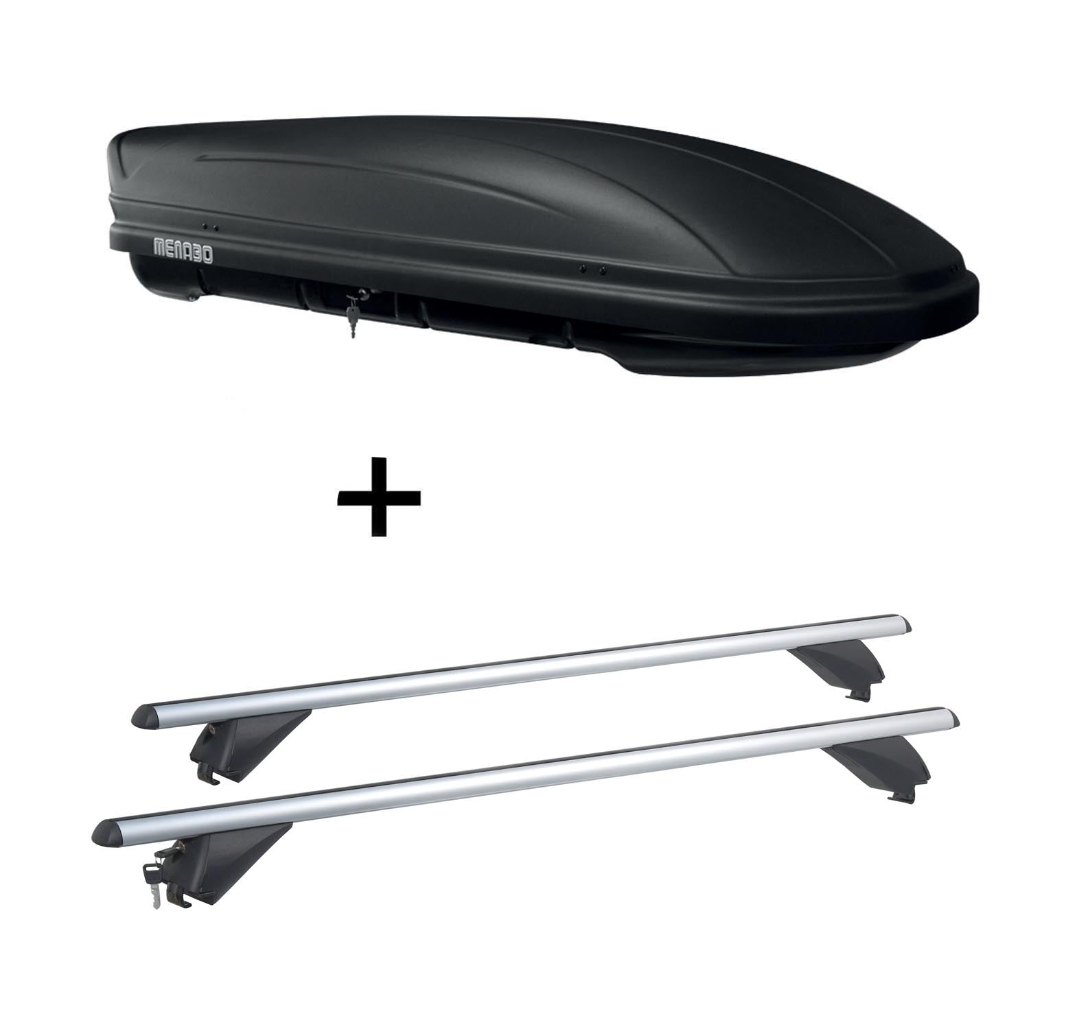 Dachbox MAA 400 Liter matt + Alu Dachträger RB003 kompatibel mit für Skoda Kodiaq (5Türer) ab 2017