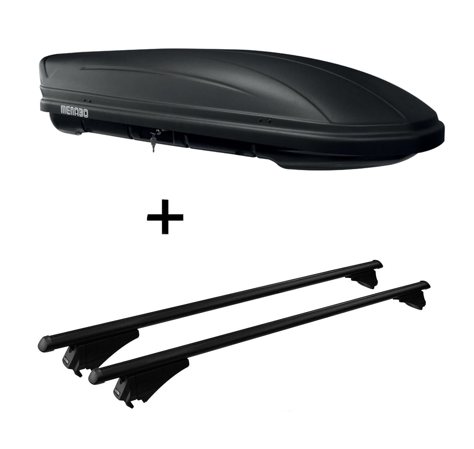 Dachbox MAA400 400 Liter matt + Dachträger Tiger Relingträger kompatibel mit für Audi Q3 (F3) ab 18