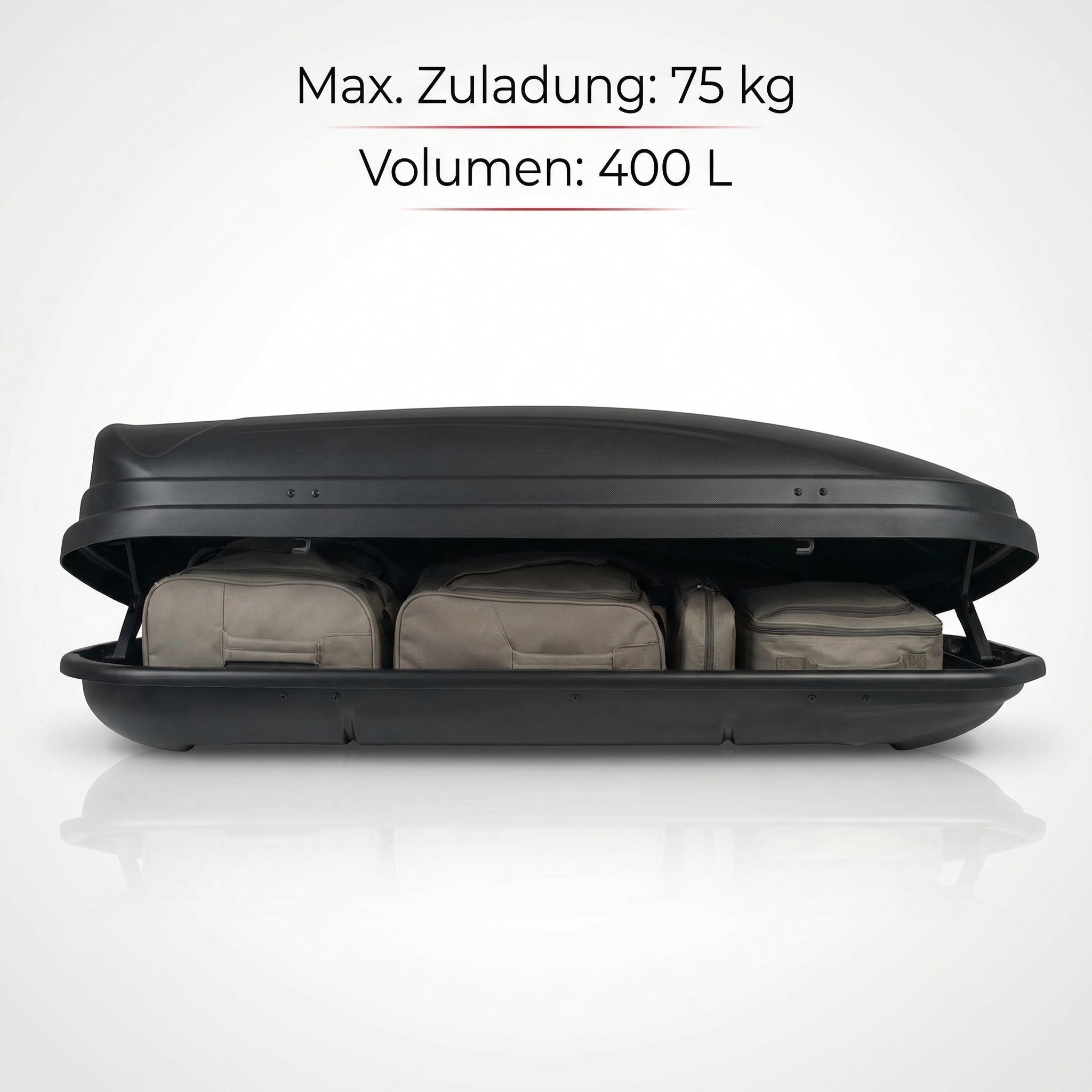 Dachbox VDP Marathon 400 schwarz matt Dachkoffer 400 Liter Autokoffer abschließbar