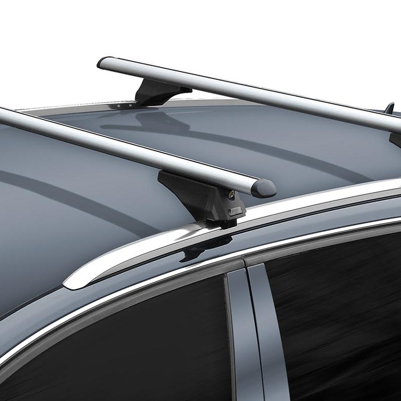 Dachbox schwarz VDP JUXT 600 großer Dachkoffer 600 Liter abschließbar + Alu-Relingträger Dachgepäckträger aufliegende Reling im Set kompatibel mit für VW Passat B8 Variant ab 14