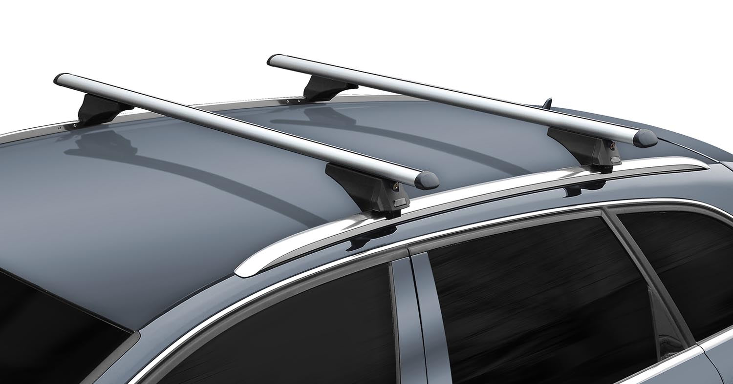 Dachbox schwarz VDP JUXT 600 großer Dachkoffer 600 Liter abschließbar + Alu-Relingträger Dachgepäckträger aufliegende Reling im Set kompatibel mit für VW Passat B8 Variant ab 14
