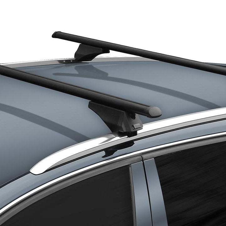 Dachbox schwarz VDP JUXT 600 großer Dachkoffer 600 Liter abschließbar + Alu-Relingträger Dachgepäckträger aufliegende Reling im Set kompatibel mit für Volvo XC60 ab 2008