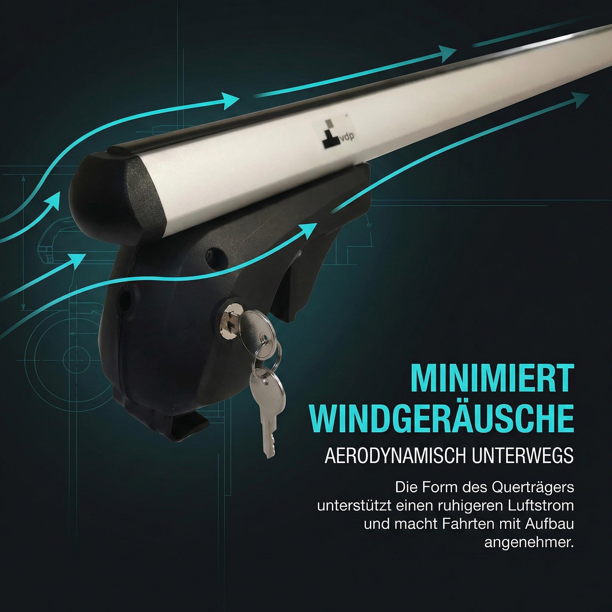 Dachbox VDPJUXT600 600Ltr abschließbar  + Alu Relingträger VDP004XL kompatibel mit für VW Touareg 7P5 ab 10