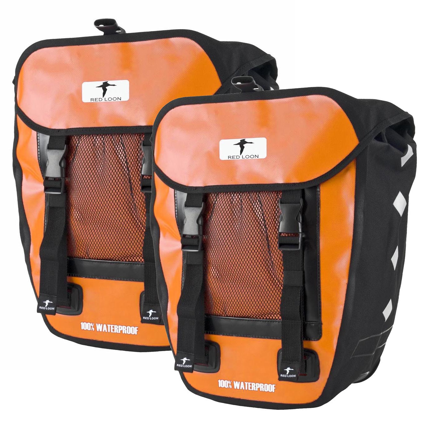 2x Red Loon Pro Packtasche Fahrradtasche Gepäckträgertasche LKW-Plane wasserdicht (orange/schwarz)