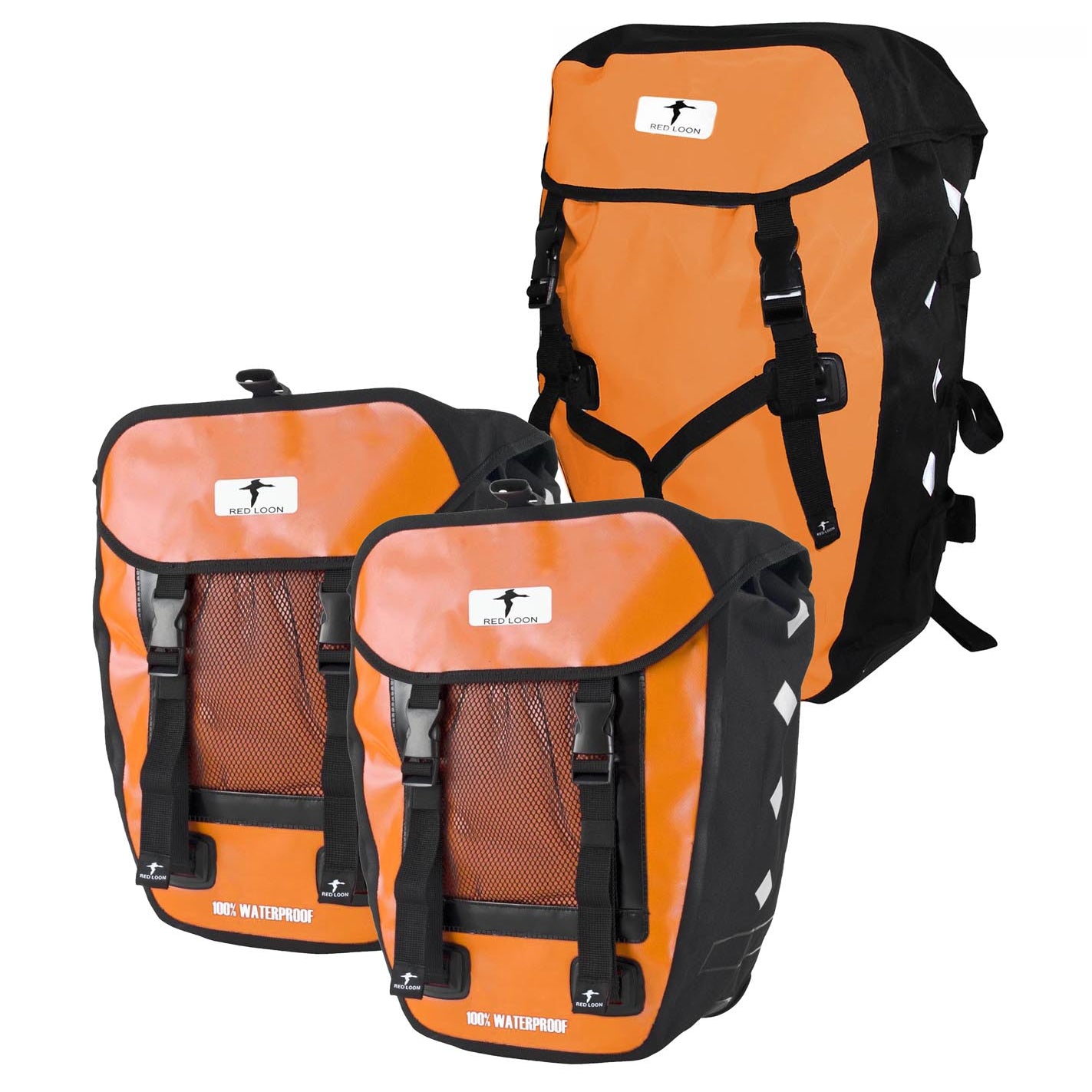 Red Loon Pro 3er Set Packtasche LKW-Plane 2 Hecktaschen 1 Rucksack Gepäckträger