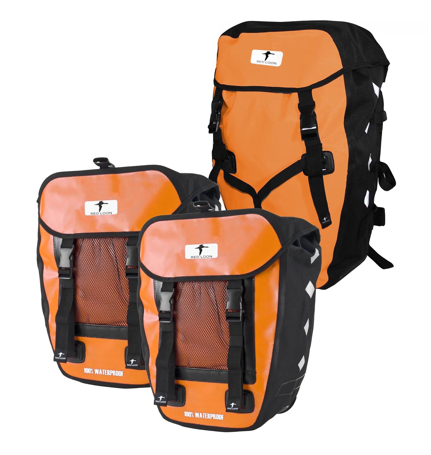 Red Loon Pro 3er Set Packtasche LKW-Plane 2 Hecktaschen 1 Rucksack Gepäckträger