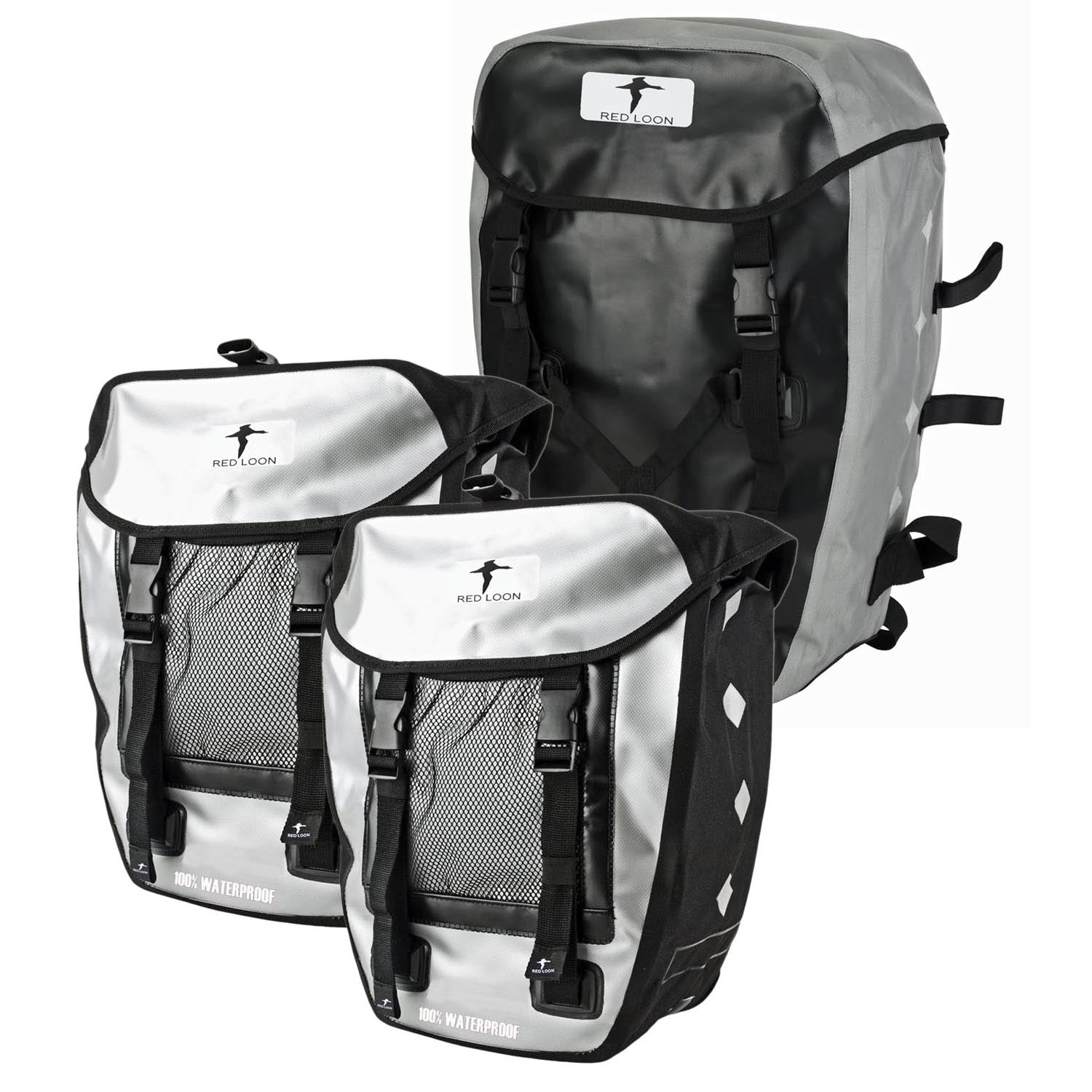 Red Loon Pro 3er Set Packtasche LKW-Plane 2 Hecktaschen 1 Rucksack Gepäckträger