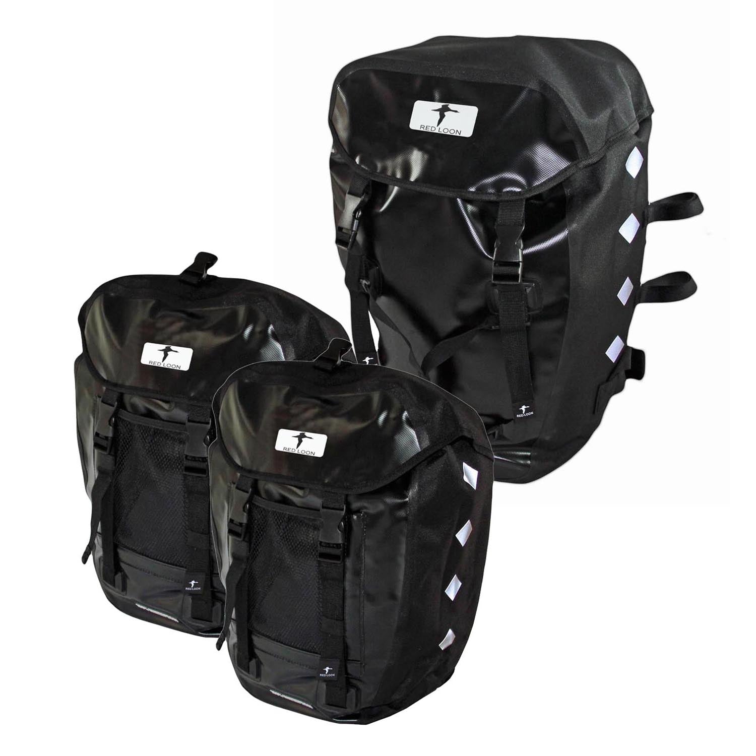 Red Loon Pro 3er Set Packtasche LKW-Plane 2 Hecktaschen 1 Rucksack Gepäckträger