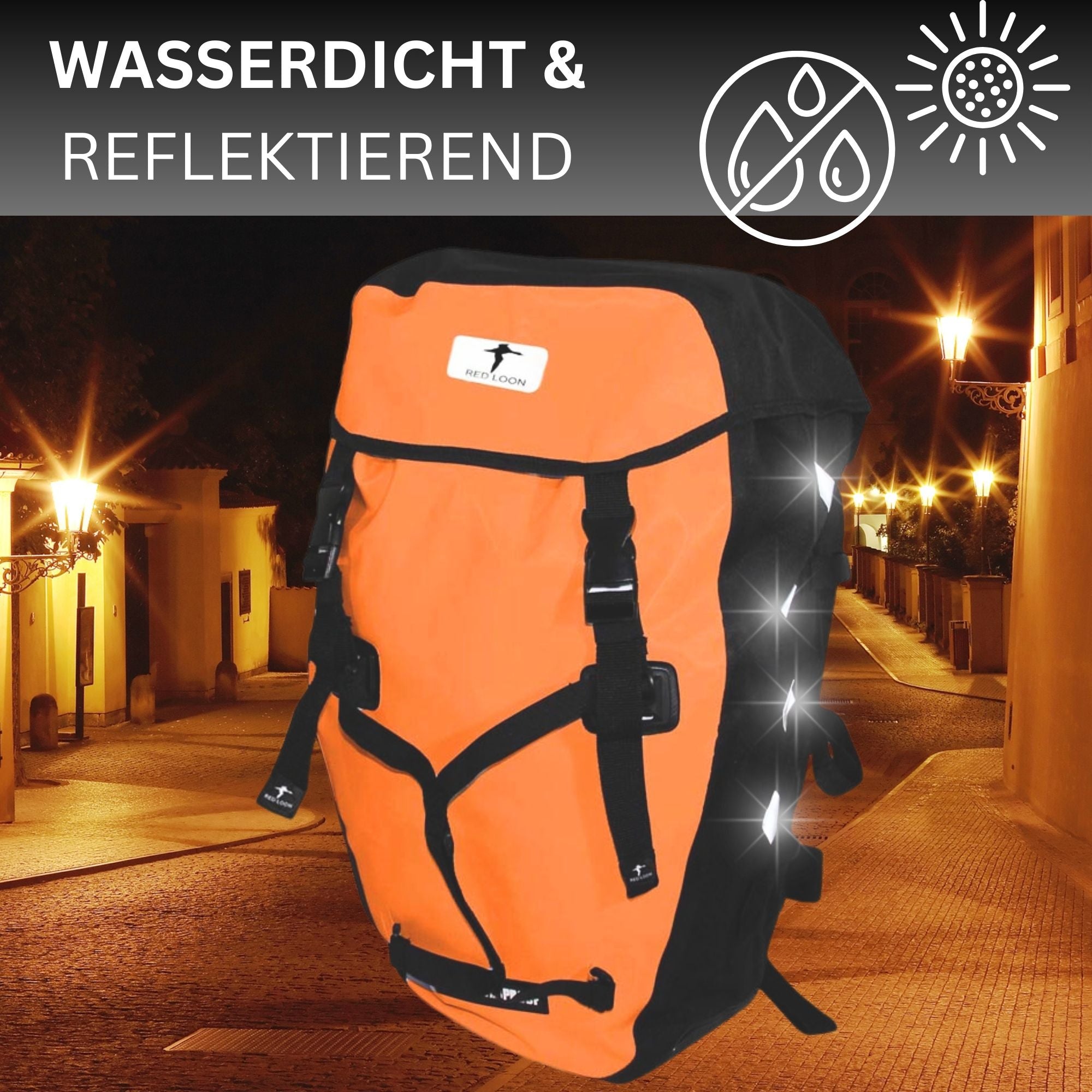 Red Loon Pro Fahrradrucksack Rad Rucksack LKW-Plane reißfest Wasserdicht (Orange/Schwarz)