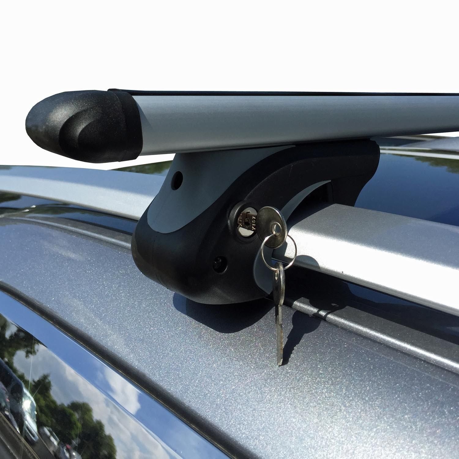 Dachbox schwarz VDP JUXT 600 großer Dachkoffer 600 Liter abschließbar + Alu-Relingträger Dachgepäckträger kompatibel mit für Skoda Octavia Kombi 04-15