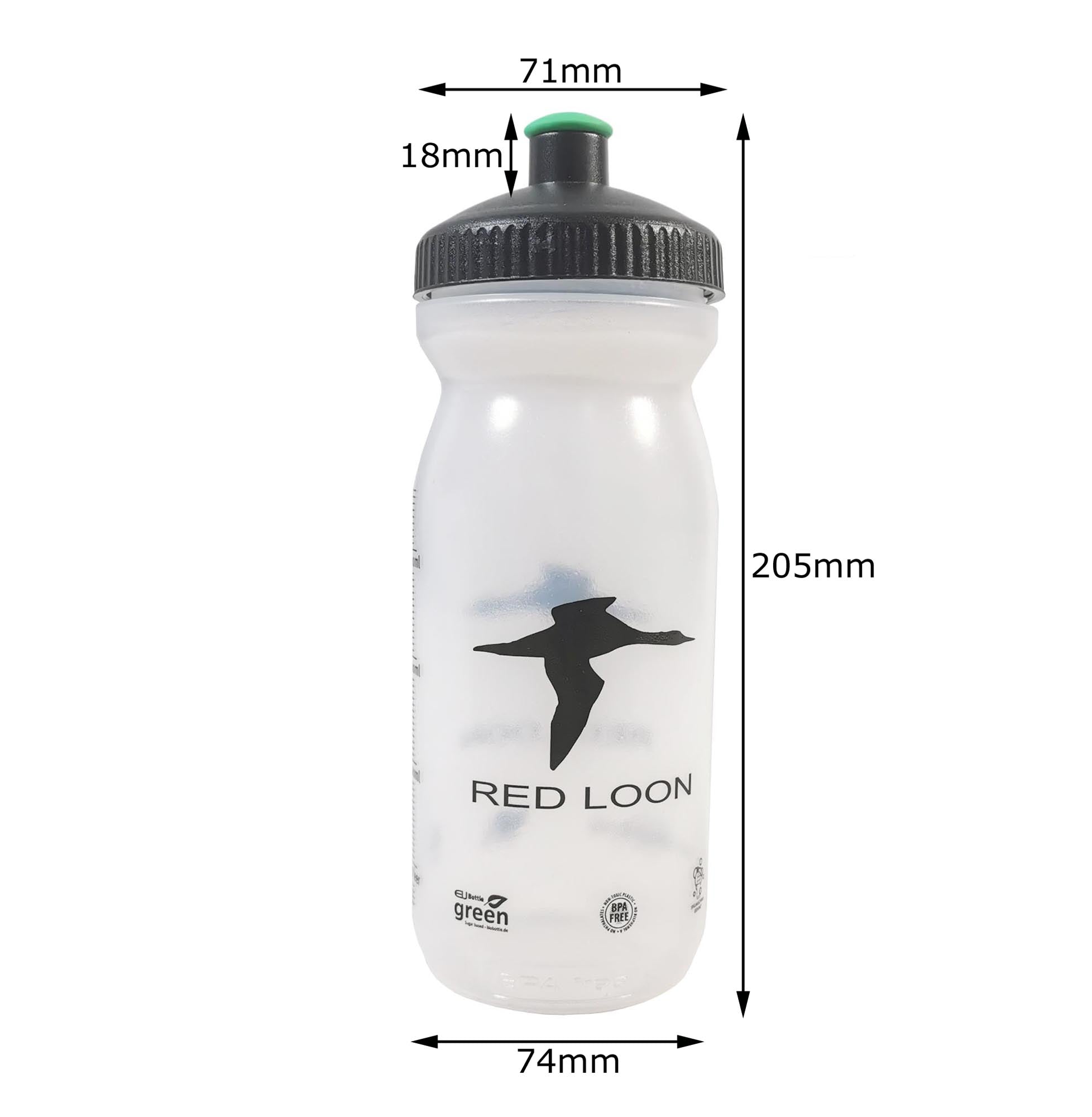 Bio Trinkflasche Red Loon 600ml Fahrradflasche Wasserflasche umweltfreundlich BPA-frei