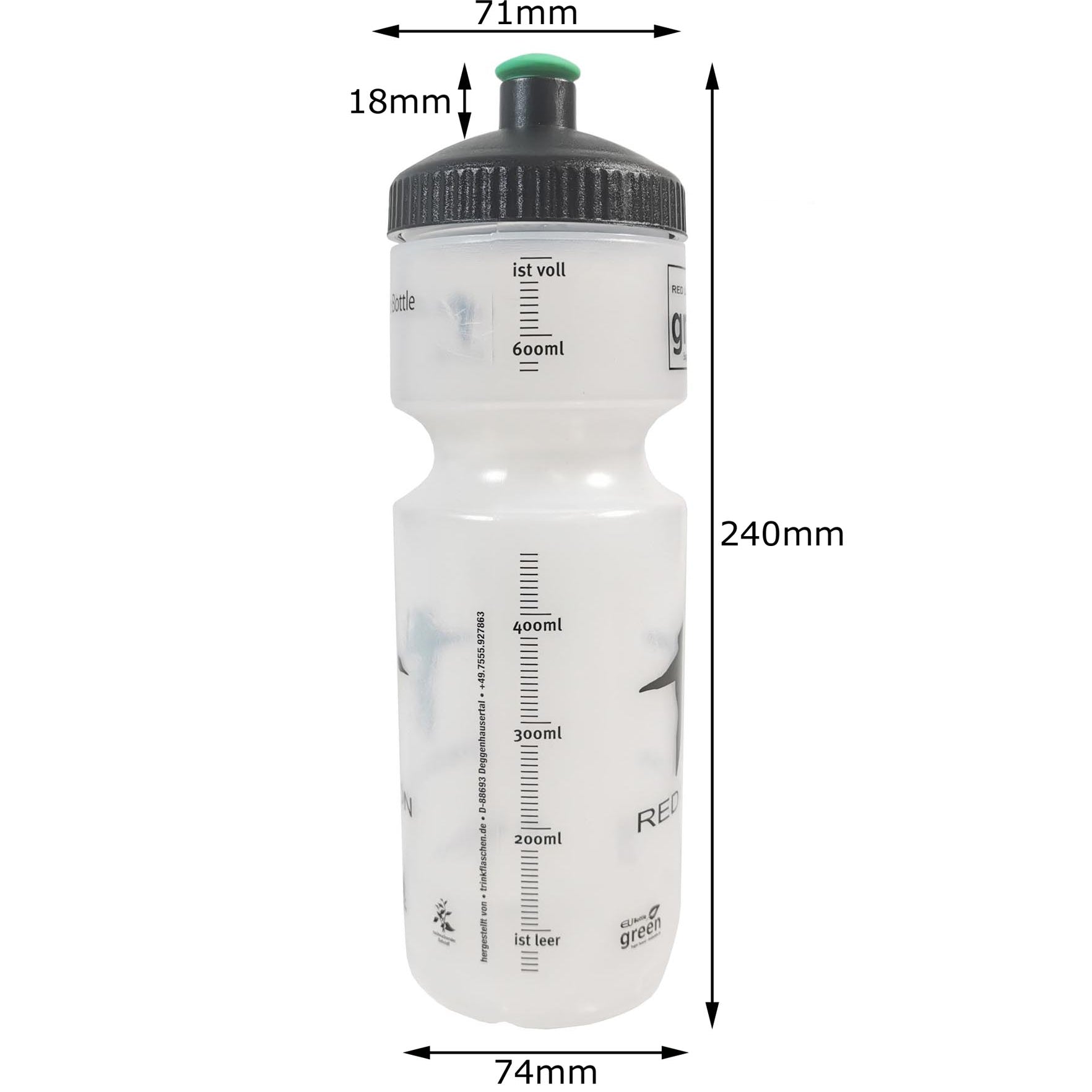 Bio Trinkflasche Red Loon 750ml Fahrradflasche Wasserflasche umweltfreundlich BPA-frei