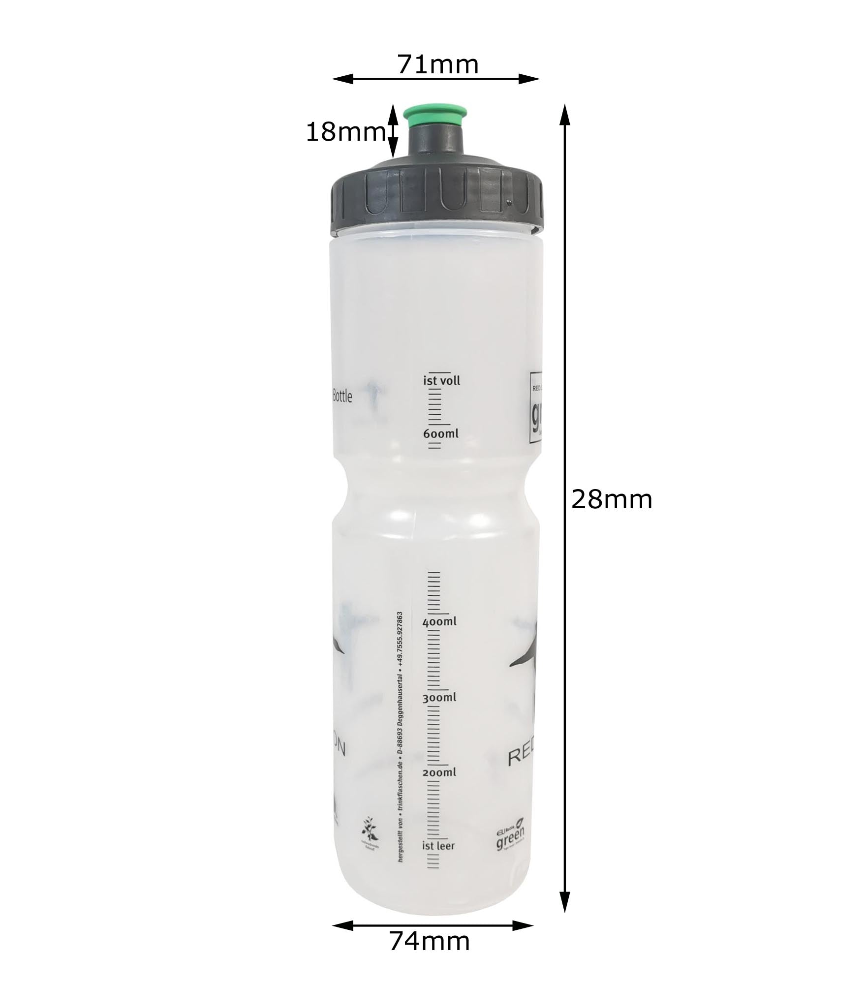 Bio Trinkflasche Red Loon 1000ml Fahrradflasche Wasserflasche umweltfreundlich BPA-frei