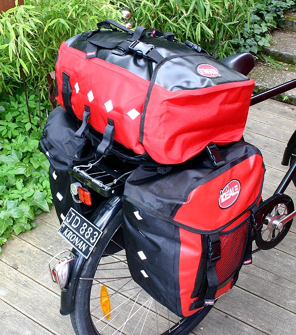 IDEALE HITEC 3 Fahrradtaschen Gepäcktaschen schwarz/rot