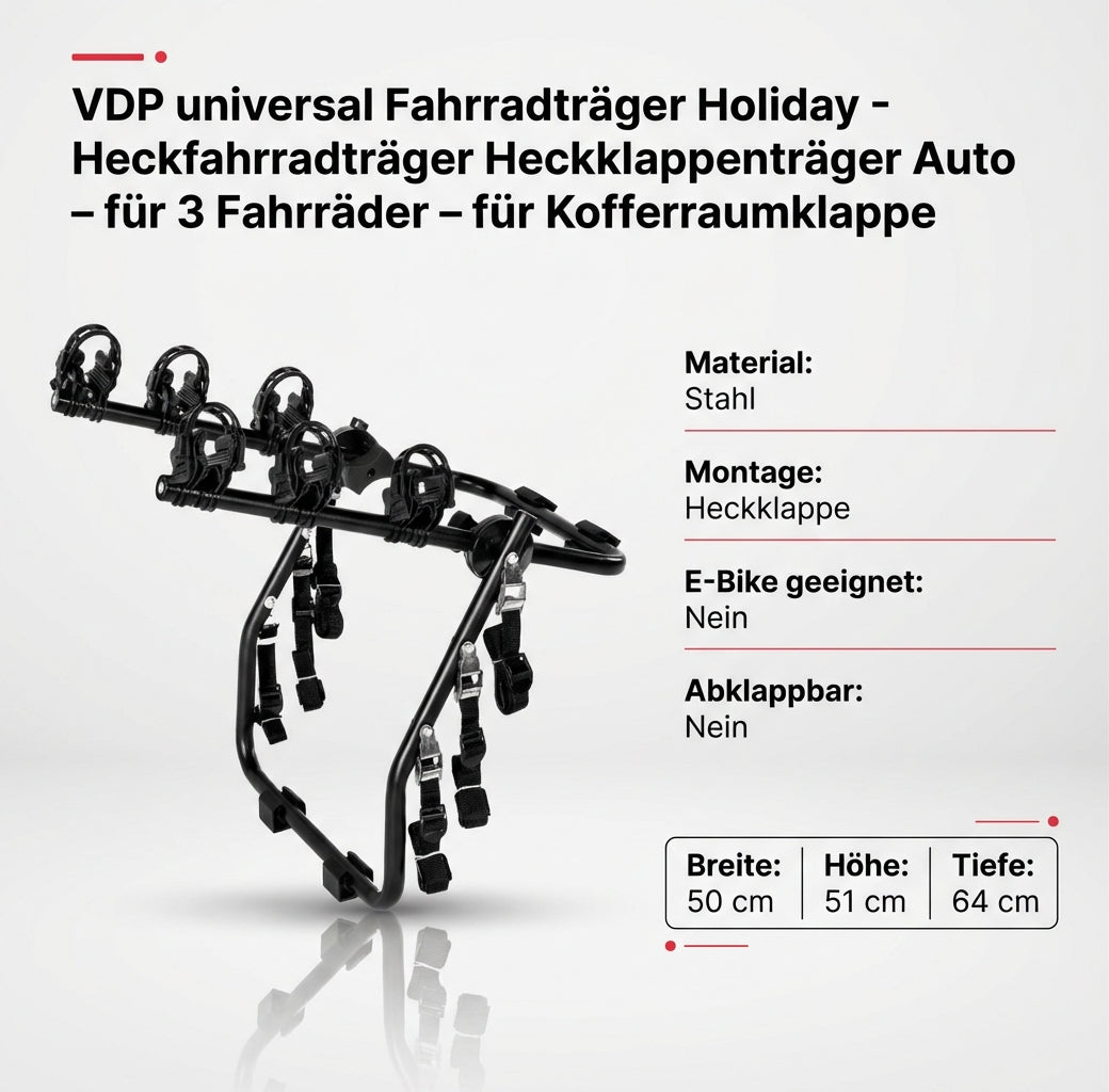 Heckträger Holiday Fahrradträger kompatibel mit Seat Ibiza IV Sport CoupÃ¨ 08-16