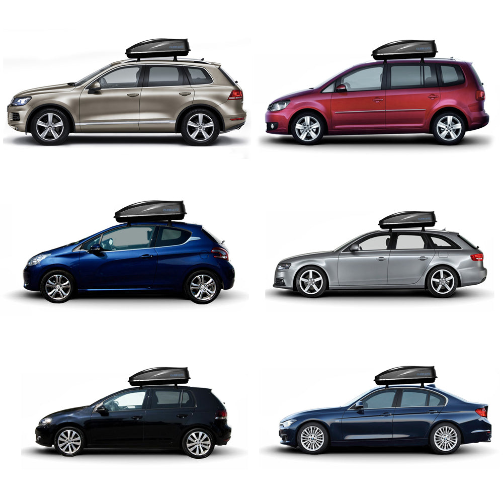 Dachbox/Gepäckbox/Dachkoffer/Autobox CUBE 370 Liter schwarz glänzend